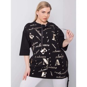 Black plus size blouse with print