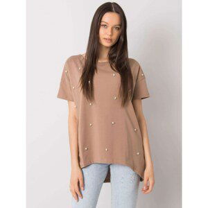 Dark beige blouse with pearls