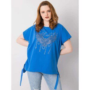 Blue blouse of loose cut plus sizes
