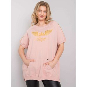 Powder pink women's cotton blouse oversized