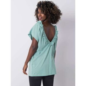 Pistachio blouse with neckline on back