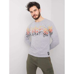 Men's gray long sleeve shirt with a print