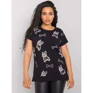 Women's black blouse with a print and an application