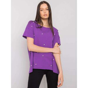 Dark purple blouse with pearls