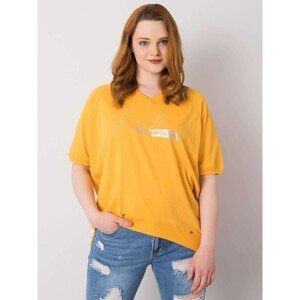 Dark yellow cotton blouse size plus