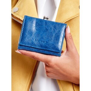 Blue wallet made of ecological leather with earwires
