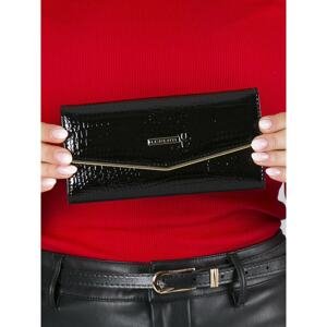 Black lacquered leather wallet with a clasp