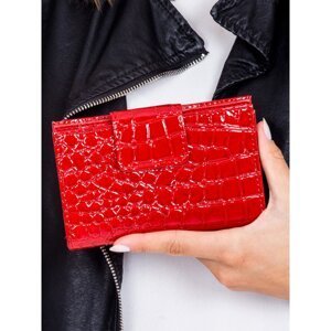 Women's red embossed wallet with a flap