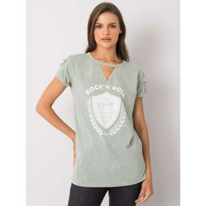 Khaki women's t-shirt with a print