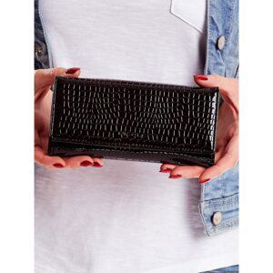 Black wallet with a crocodile skin pattern