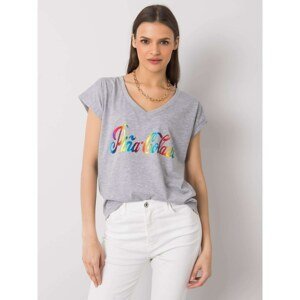 Gray t-shirt with a colorful print