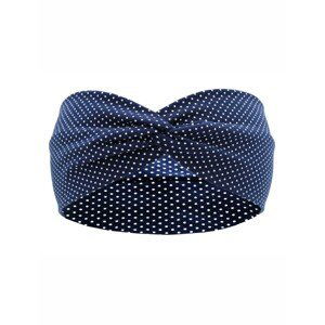A navy blue headband for a girl of 3-5 years in polka dots