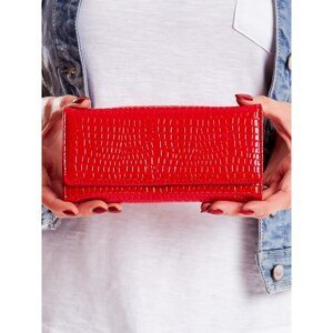 Women's wallet with red embossed pattern