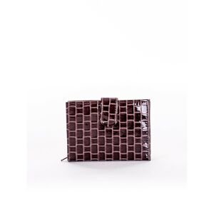 Women's brown wallet with geometric patterns