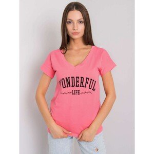 Women's pink T-shirt with inscription