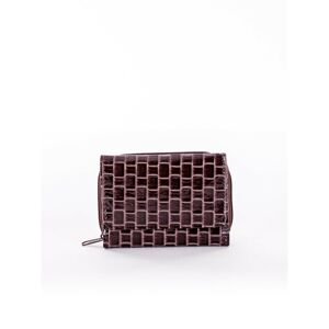 Brown wallet with embossed geometric pattern