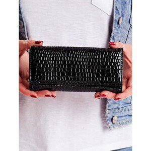 Women's black wallet with embossed pattern