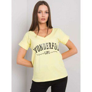 Yellow women's T-shirt with inscription