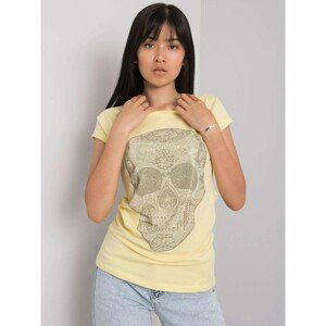 Light yellow T-shirt with Skull patch