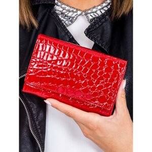 Red wallet with an embossed motif