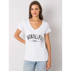 White women's t-shirt with the inscription