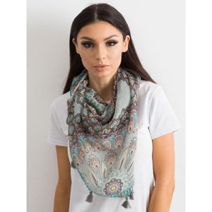 Gray scarf with ethnic pattern