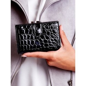 Women's black wallet with an embossed pattern