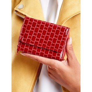 Red wallet with embossed geometric pattern