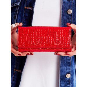 Red wallet with a crocodile skin pattern