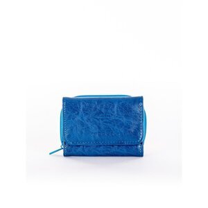 Blue wallet with a zipper closure