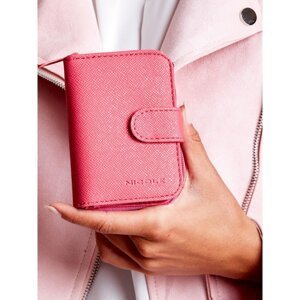 Eco-leather wallet with a dark pink flap