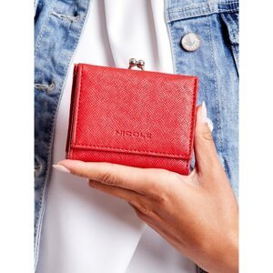 Women's red wallet with a hook closure