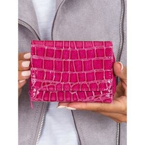 Women's dark pink wallet with a crocodile skin motif