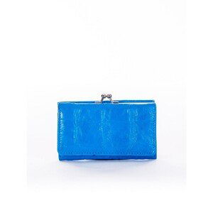 Blue embossed wallet with a hook clasp