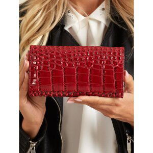 Women's red wallet with an embossed pattern