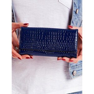 Women's blue wallet with embossed pattern