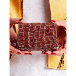Ladies' brown wallet with a crocodile skin pattern