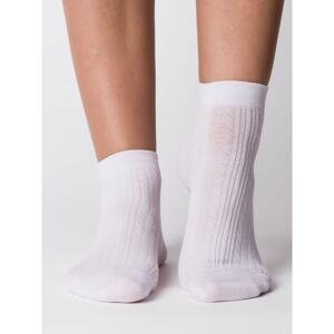 Lilac socks with an embossed pattern and the inscription smile