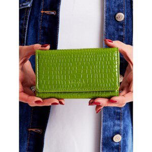 Women's wallet with an embossed green pattern