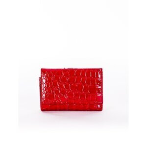Red women's wallet with crocodile skin embossing
