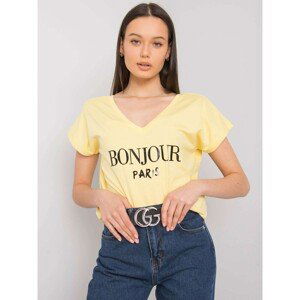 Yellow T-shirt with triangle neckline