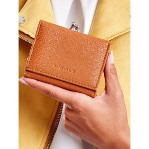 Light brown women's wallet with a hook closure