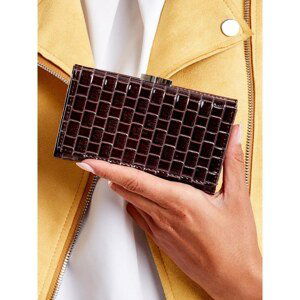 Lacquered brown wallet with geometric patterns