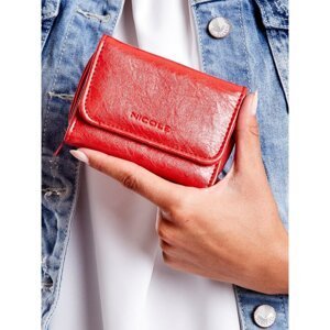 Red wallet with a zipper closure