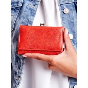 Red leather wallet with earwires