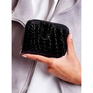 Black women's wallet with an embossed animal pattern