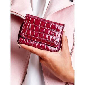 Women's dark red wallet with a crocodile skin motif