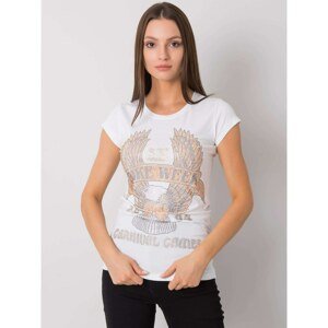 White women's T-shirt with application