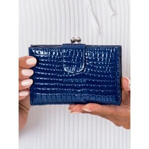 Embossed women's blue wallet