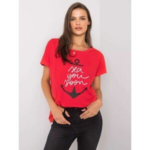 Red T-shirt with inscription